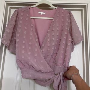 Pink Polka Dot Cross Over Top